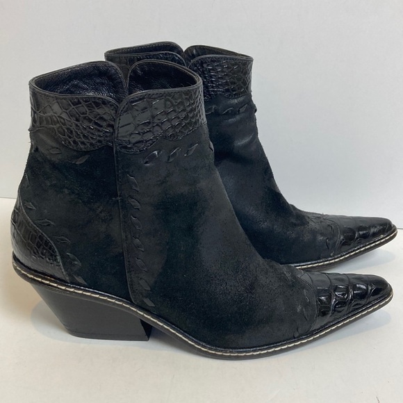 Donald J. Pliner Western Couture Collection Zip-up Ankle Boots Sz 7.5 Rodeo - Picture 2 of 16